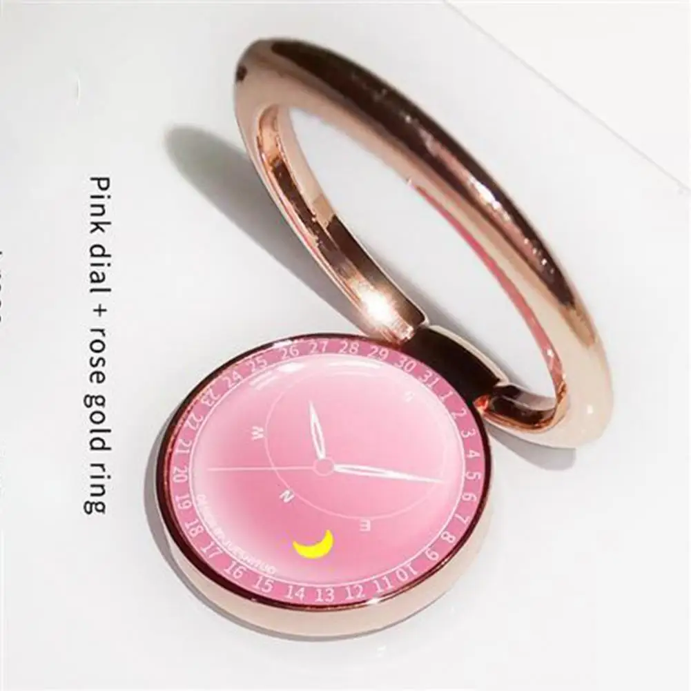 Finger Ring Holder Clock Shape 360 Degree Rotation Mini Metal Universal Mount Bracket for Mobile Phone