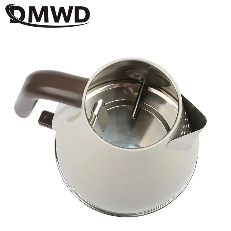 DMWD 1.7L Retro Electric Kettle Household Water Boiler Mini Coffee Pot Heater Stainless Steel Coffee Pot With Temperature Meter