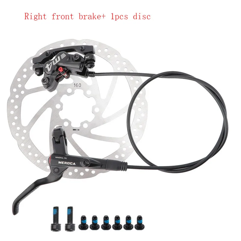 MEROCA M4 Mountain Bike Oil Brake Bicycle Left Rear Brake MT420 F 800mm / R 1400mm 160mm Disc Right Front Brake Bike Accessories