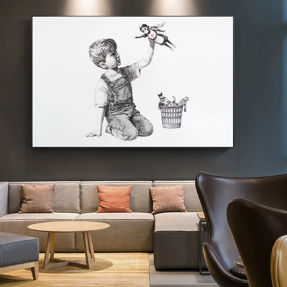 Banksy Game Changer Nurse Tribute Wall Art Canvas Painting Poster and Pictures for Office Hospital Living Room Bedroom Decor