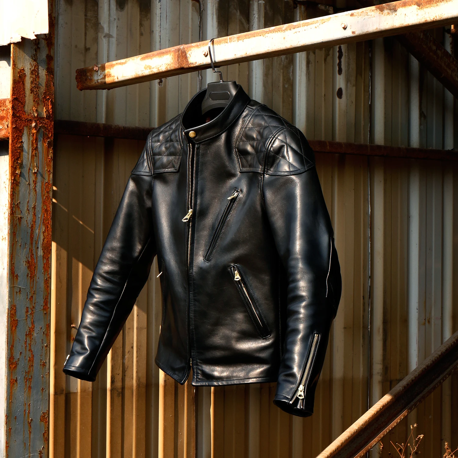 CDJ-34 Asian Size Super Top Quality Heavy Genuine Japan Horse Leather Slim Classic Horsehide Stylish Rider Jacket