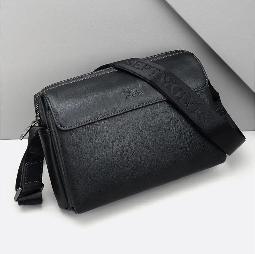 Septwolves Men Genuine Leather Shoulder Bag Crossbody vertical bag soft leather leisure first layer leather male backpack