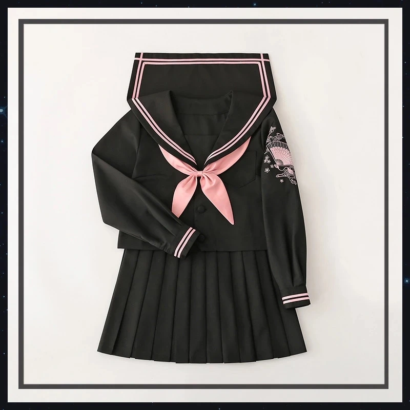 New Japanese Korean Version Jk Suit Woman School Uniform High School Sailor Navy Cosplay Costumes Student Girls Pleated Skirt XL