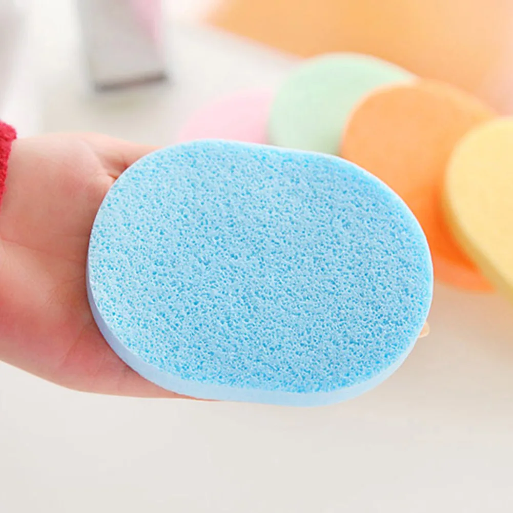 5pcs/lot Sponge Blowing Soft Face Cleaning Pad Natural Wood Pulp Sponge Cellulose Compress Cosmetics Blow Sponge Random Color