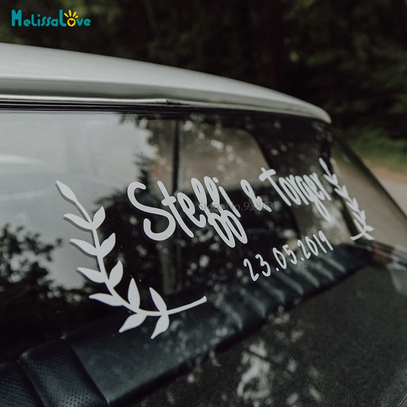Leaf Wreath Wedding Car Window Decal Reception Party Sign Welcome Removable Vinyl Stickers BA341