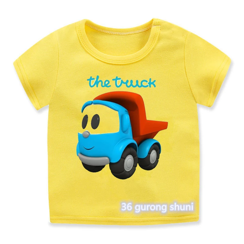 T-Shirt For Boys Cute Leo The Truck Tv Show Cartoon Print Children\'S T Shirt Funny Toddler Baby Tshirts Casual Kids Yellow Shirt