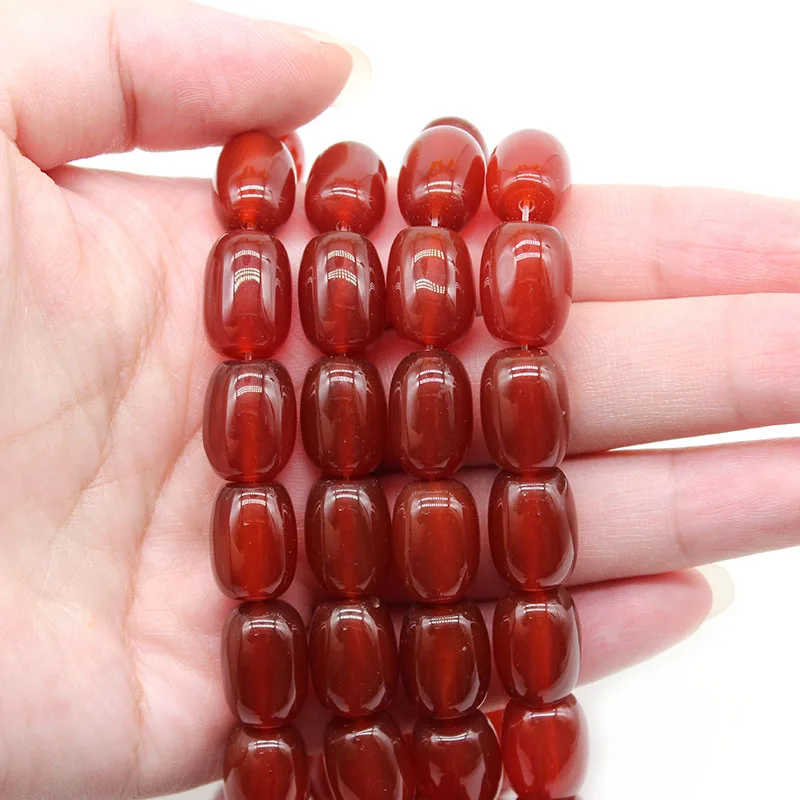 Natural Red Agates Stone Drum Shape Loose Spacer Beads  10x14mm For Jewelry Making DIY Bracelet Necklace Accessories15\