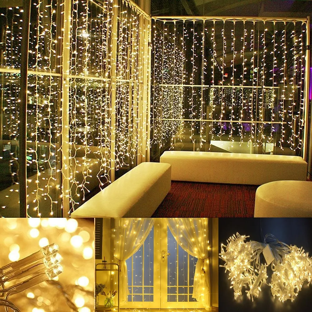 Christmas Garland Window Curtain Decoration Lamps 3MX3M Decorative Lighting For Wedding Birthday New Year Party Indoor Decors