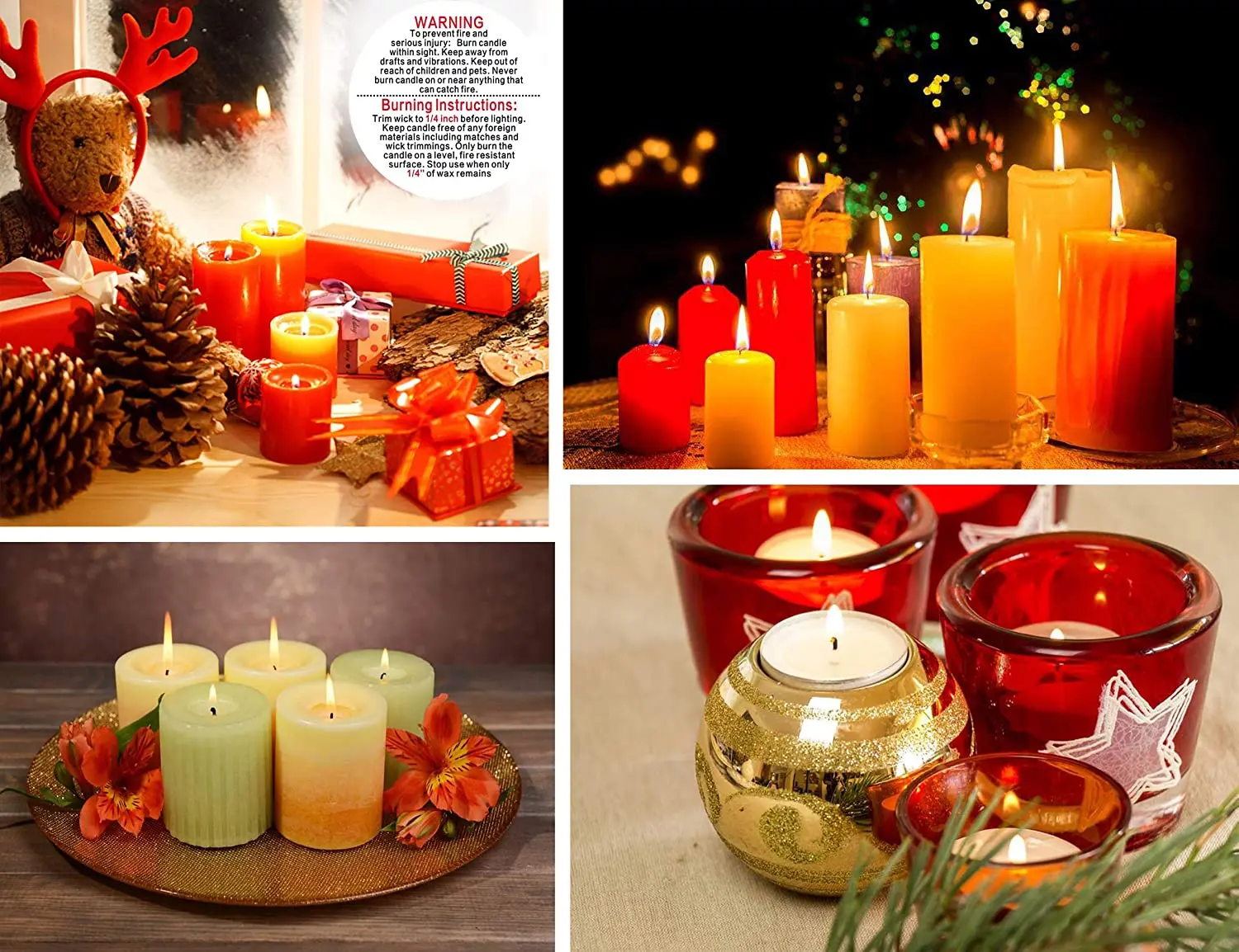 500Pcs Candle Warning Labels Stickers Tearproof Waterproof Scratchproof Perfect Size Big Text Fire Safety