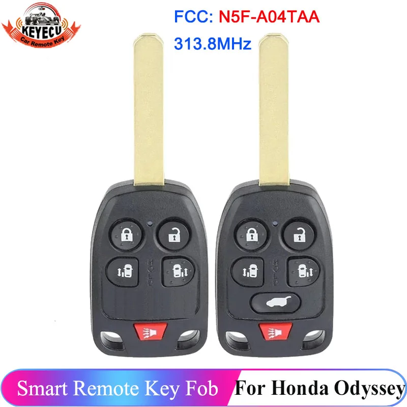 

KEYECU 5 / 6 Button 313.8MHz Remote For Honda Odyssey 2011 2012 2013 2014 FCC ID: N5F-A04TAA N5F-A04TAA Control Car Key Fob