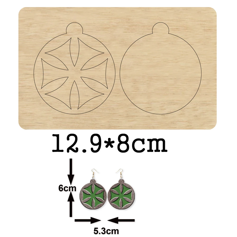 

Circle Hollow Flower Stud Earring Cutting Wooden Mold Round Stud Earrings Wood Die For DIY Leather Cloth Paper Accessories Craft