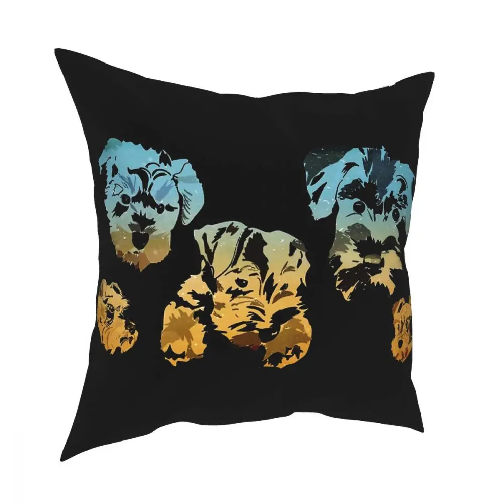 

Mini Schnauzers Throw Pillow Cover Polyester Decorative Pillow Border Terrier Dog Lover Fashion Pillowcase