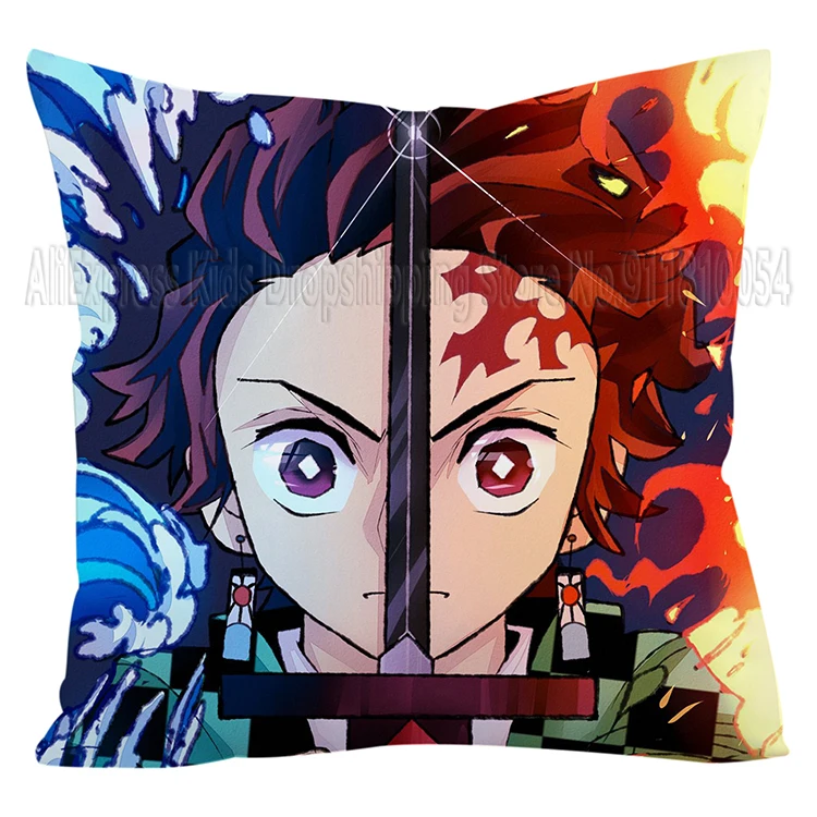 Demon Slayer Anime Pillow Case 45cm Kids Bedroom Home Pillow Covers Decorative Sofa Cushion Covers Pillowcase No Pillow Insert