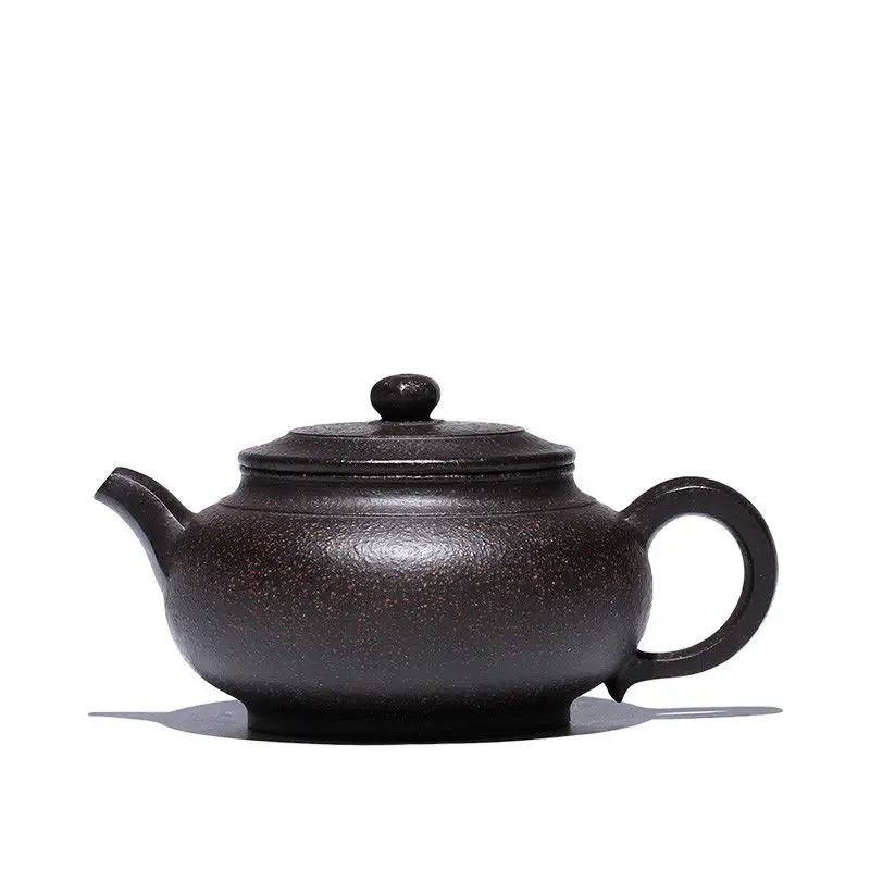 true yixing zisha tea pot marked full handmade ball shaped infuser holes pot of tea black galaxy clay original ore tea cup China