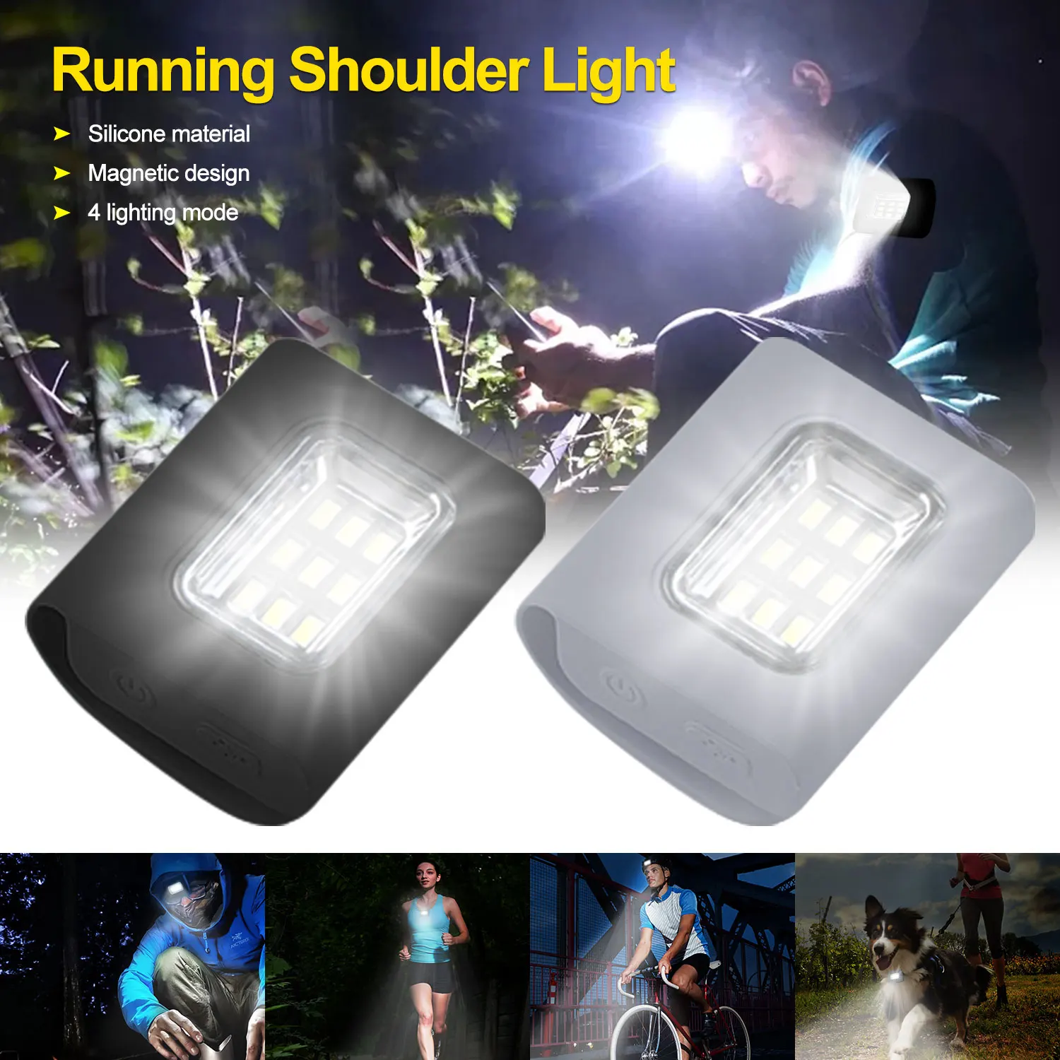 

LED Safety Lights Magnetic Running Light Shoulder Light Rechargeable Hands-Free Flashlight Frontal OLightRunning Camping Cycling