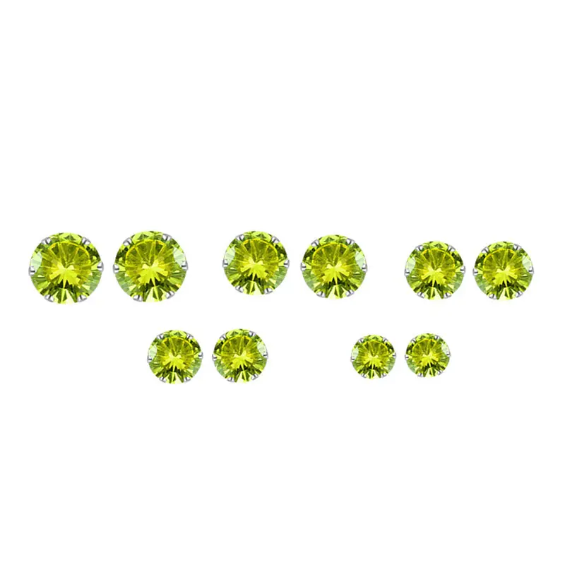 10pc/set Round 2mm-8mm Crystal Stud Earrings Set For Women CZ Zircon Ear Piercing Stud Earrings Kit Surgical Steel Jewelry