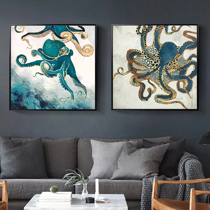 

Seascape Art Octopus Snake Canvas Painting On the Wall Art Posters Prints Wall Pictures for Living Room Home Wall Cuadros Decor