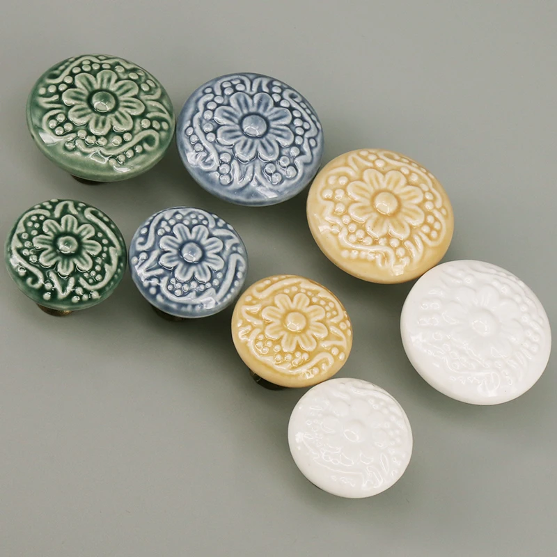 Porcelana Gaveta Botão Do Armário, Pull Dresser, Armário, Maçaneta Da Porta, Criativo Rustico, Flor Rural Botão De Móveis De Cerâmica, 1x