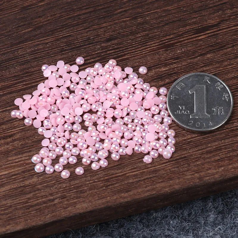 AB Rosa Hälfte Perle Gemischte Größe von 1,5mm Bis 10mm Handwerk ABS-Harz Flatback Halbe runde imitation perlen für Nagel DIY Telefon Decro