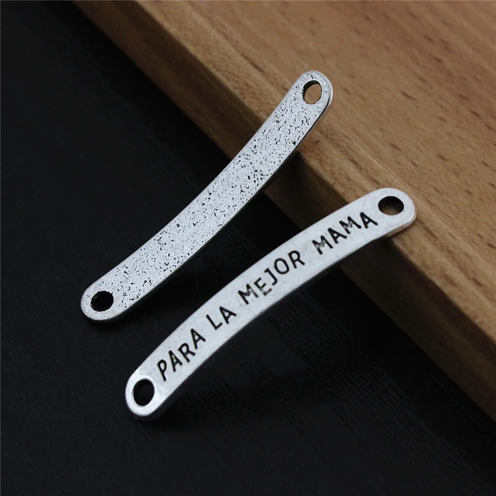10 sztuk moda hiszpański PARA LA MEJOR MAMA AMIGA złącza wisiorek tybetański srebrny DIY bransoletka zapięcia koraliki 44x7mm K06216 — zdjęcie 4