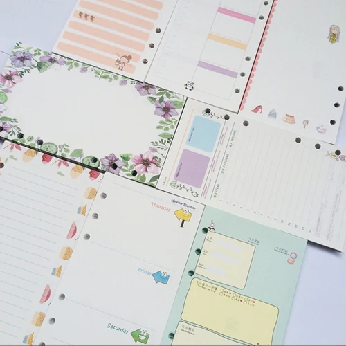 80 páginas 40 hojas de sucata reserva planificador organizador recargas de papeles para cuaderno de carpeta de 6 anillas A5 A6 A7