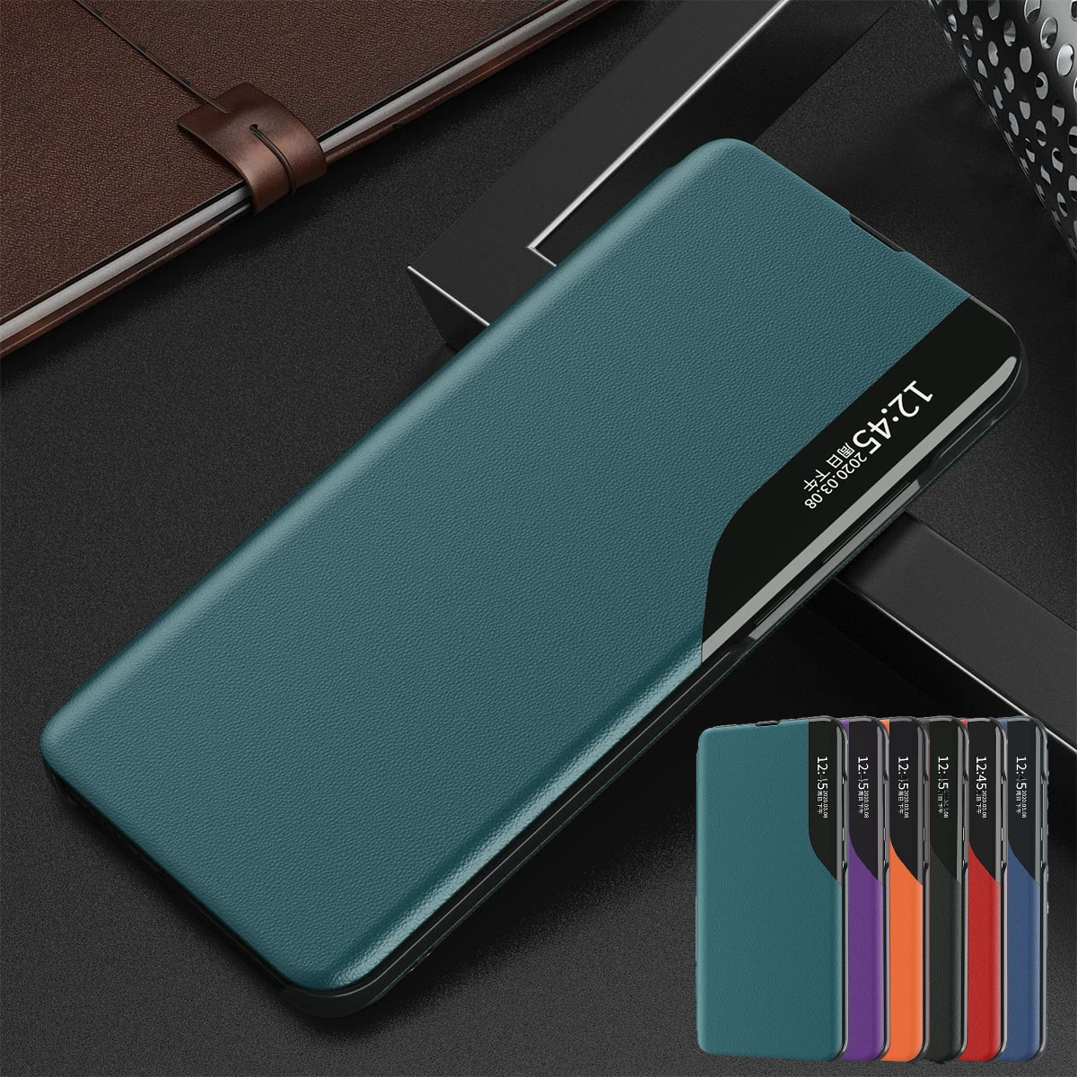 Smart View Window Flip Leather Phone Case for Xiaomi X3 NFC 10T lite 10Pro  For Redmi Note 8 pro 8T Kickstand holder case 9A 9C