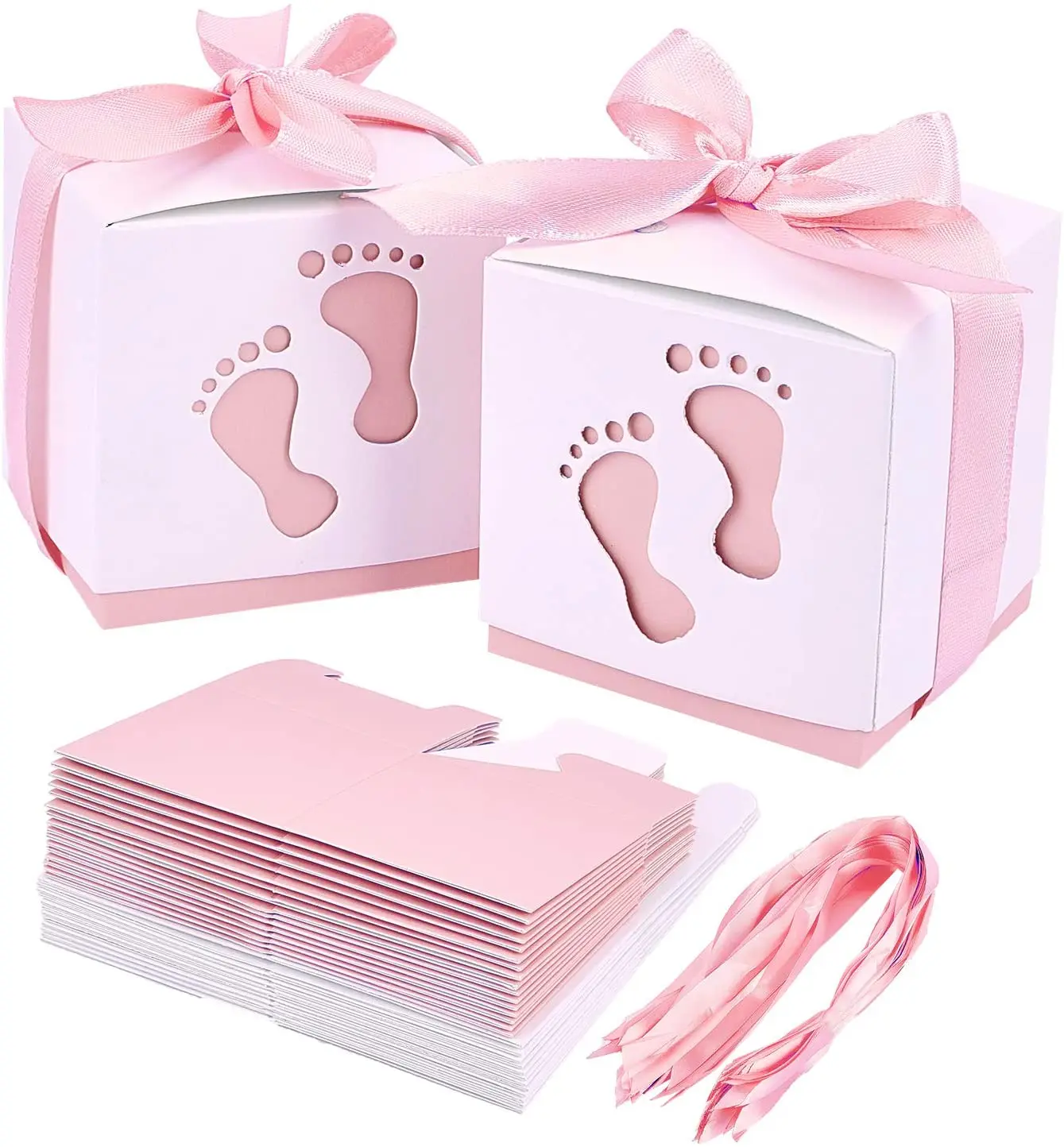 10pcs Newborn Baby Boxes Footprints Candy Packaging