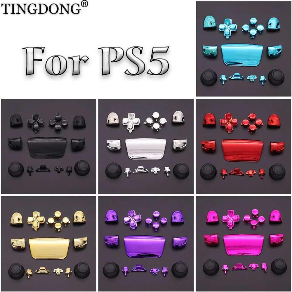 electroplate D-pad R1 L1 R2 L2 Triggers Share Options Face Buttons Repair Kits with Tool for DualSense 5 PS5 Controller