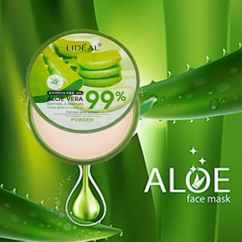 Poudre de maquillage pour le visage à l'aloe Vera, 99% imperméable, hydratante, lissante, pressée, respirante, correcteur, fond de teint éclaircissant