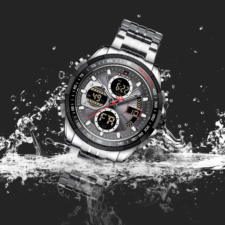 Top Brand Men Wristwatches Full Steel Dual Display Date Male Clock NAVIFORCE Fashion Quartz Wristwatch Relogio Masculino