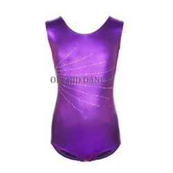 Cheap Kids Girls Children Purple Blue Black Pink Rhinestones Gymnastics Leotard for sale
