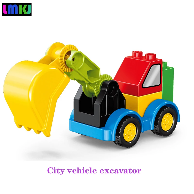 Diy Car Big Size Building Blocks City Vehicle Toy Fire Truck Crane Truck Engineering Vehicle Model Kid Educational Toys Children