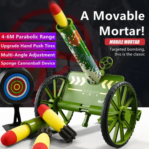 DIY Assembly Mortar Simulation Shooting Sponge With Soft  Multi-Angle Adjustment Mortar Mobile Mortar Push Rocket Launcher