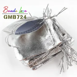 50Pcs/lot 7x9cm 9x12cm Silver colors Fabric Bags Organza Jewelry Packaging drawstring Velvet Gift Bags & Wedding Favor Pouches