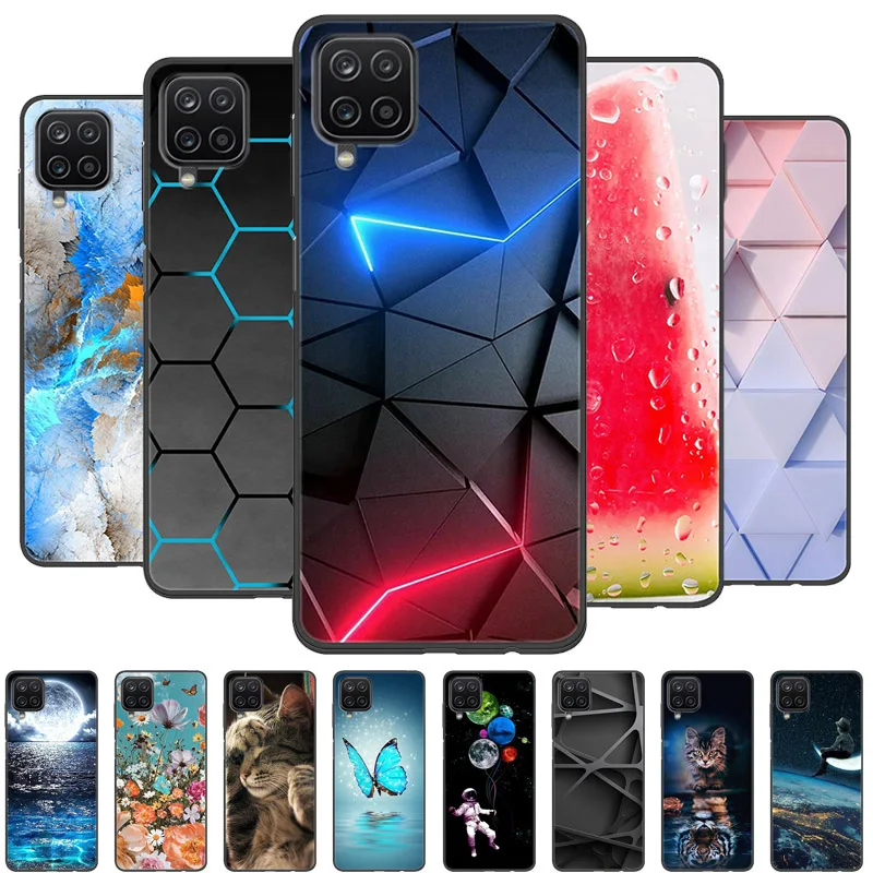 Para samsung galaxy a12 caso capa de telefone silicone macio voltar casos para samsung a12 caso gato moda pára-choques para samsung a 12 coque