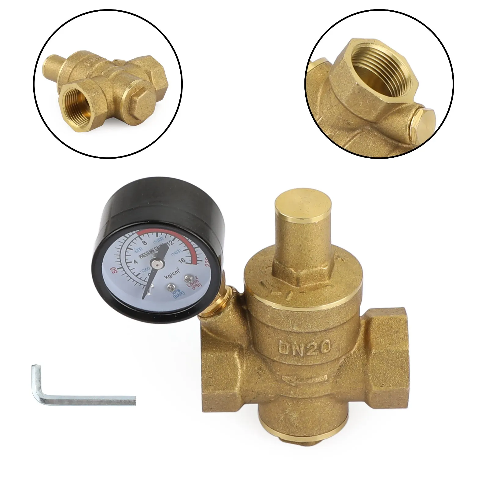 

Artudatech DN20 3/4" Brass Adjustable Water Pressure Reducing Regulator Valves With Gauge