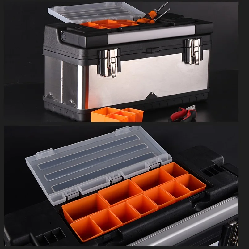 Tool Box Professional Suitcase Stainless Steel Toolbox Industrial Grade Multifunctional Car Large Metal Portable Electrician Hom