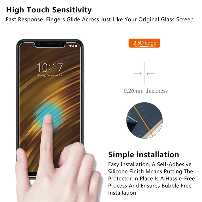 9H Tempered Glass for Pocophone F1 Screen Hard Glass for Xiaomi Mi A2 Lite Mi A1 A2 Glass on Mi4 Mi5s Plus Mi6 Mi Note 3 Mix 2S