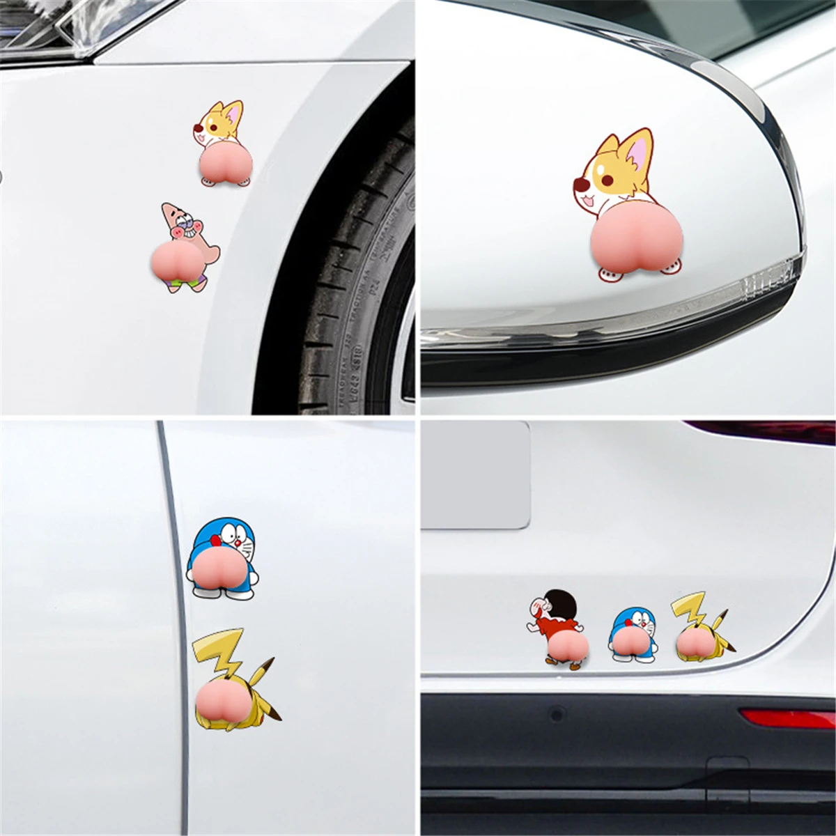 3D Silicone Cute Butt Car Bumper Sticker Cartoon Anti-collision Anti-scratch Door Rearview Mirror Protection Phone Decoration