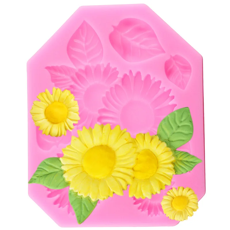 Sunflower Silicone Mold Flower Bee Cupcake Topper Fondant Mold Cake Decorating Tools Candy Polymer Clay Chocolate Gumpaste Mould