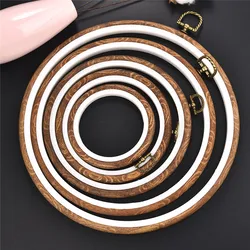 Embroidery Sewing Tool Round Wooden Color Embroidery Hoops Frame Set Plastic Hoop Rings For DIY Cross Stitch Needle Craft Tool