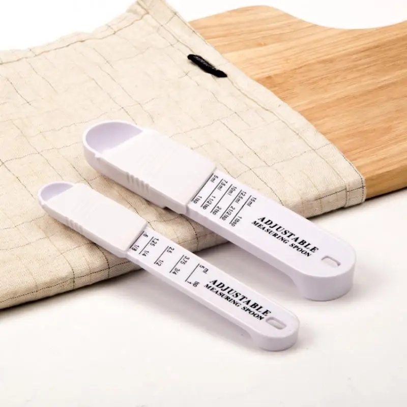 2PCS DIY Kitchen Bar Tool Adjustable Plastic Measuring Spoon Coffee Spoon Seasoning Combination Can hold any powder seasoning