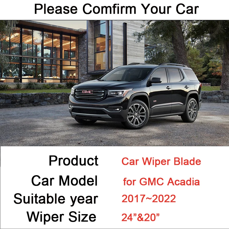 Car Wiper Blades for GMC Acadia 2017 2018 2019~2022 Model Front Windshield Frameless Snow Scraping Durable Rubber Accessories