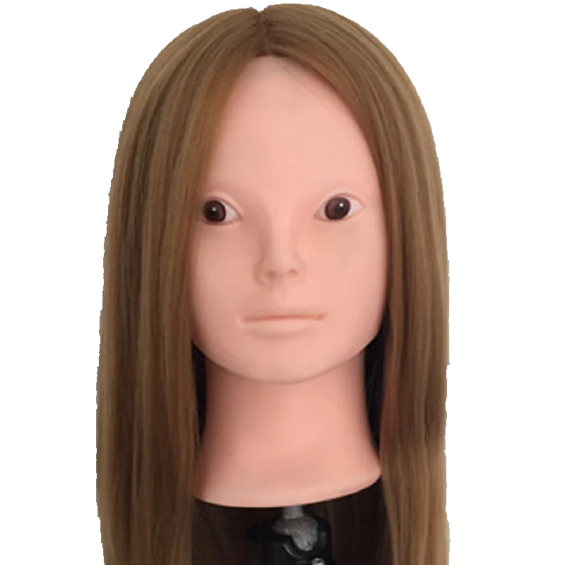 CAMMITEVER Blonde Hair Plastic Mannequin Hairdressing Long Hair Mannequin Wig Holder Manikin Head