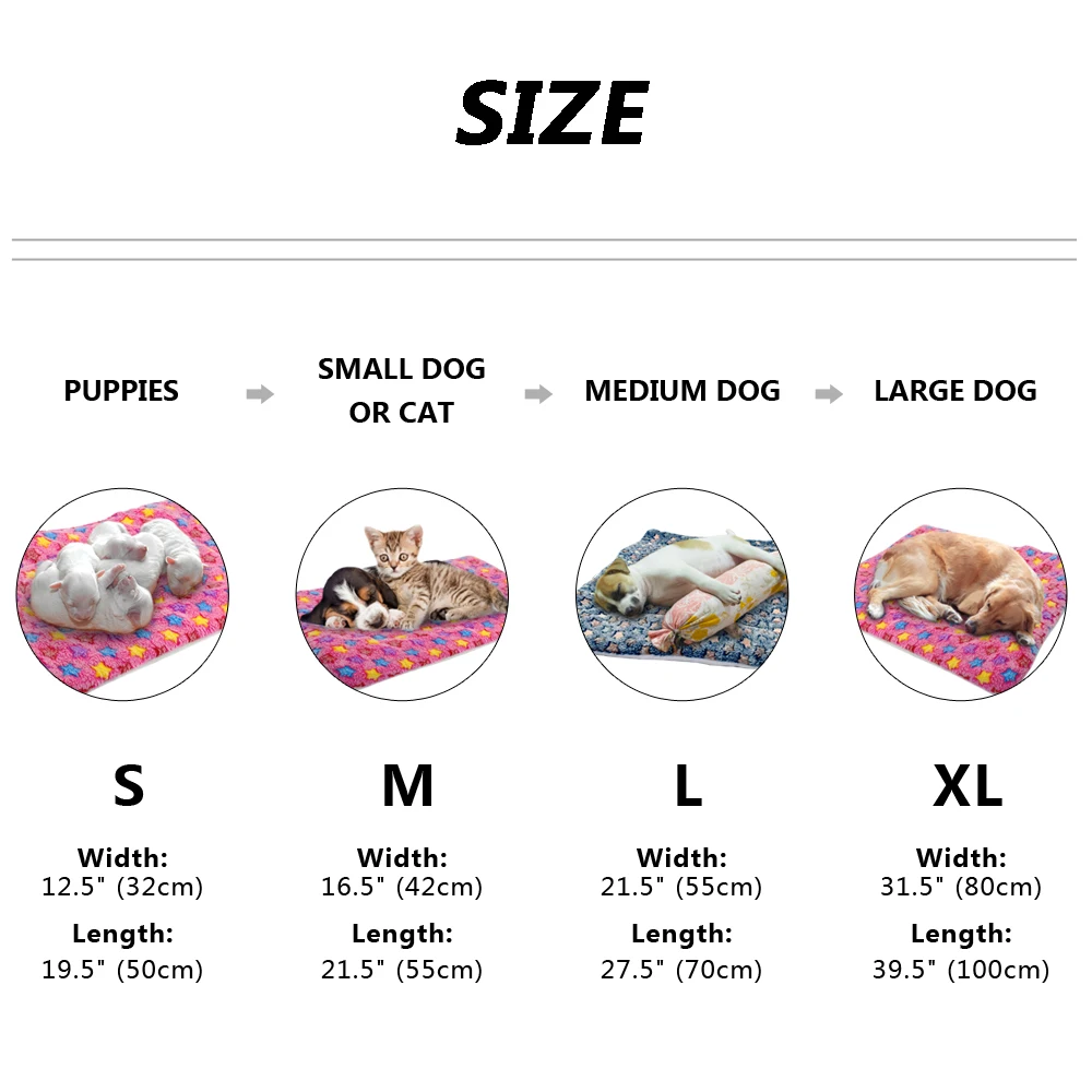 Thick Dog Bed Mat Warm Pet Sleeping Mats Autumn Winter Indoor Dogs Cat Cushion Blanket for Small Medium Large Dogs S M L XL