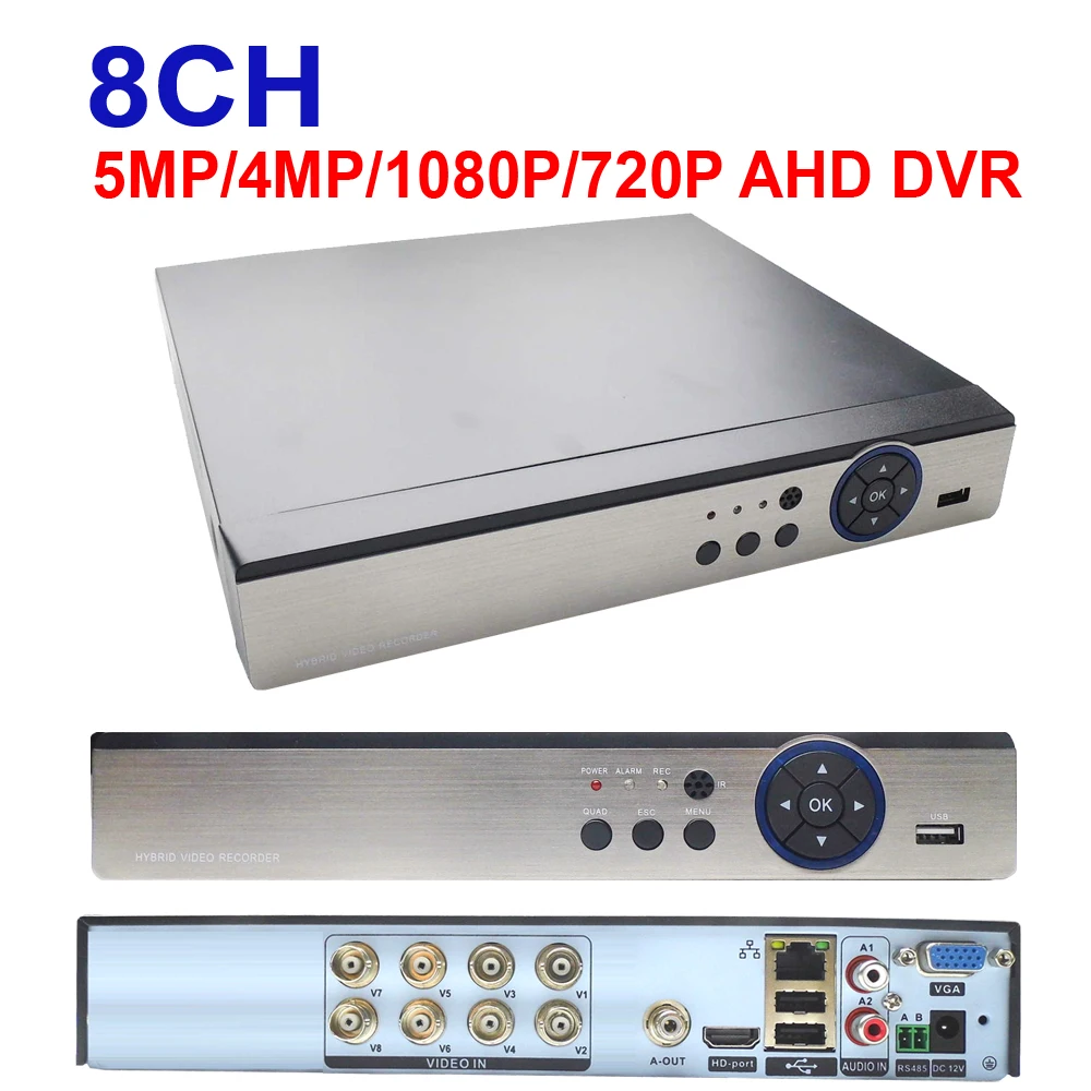 

JIENUO AHD DVR 8CH CCTV HD Recorder 5M 1080N 720P Video Surveillance Security Hybrid Recorder for For IPCam Analog AHD CVI TVI