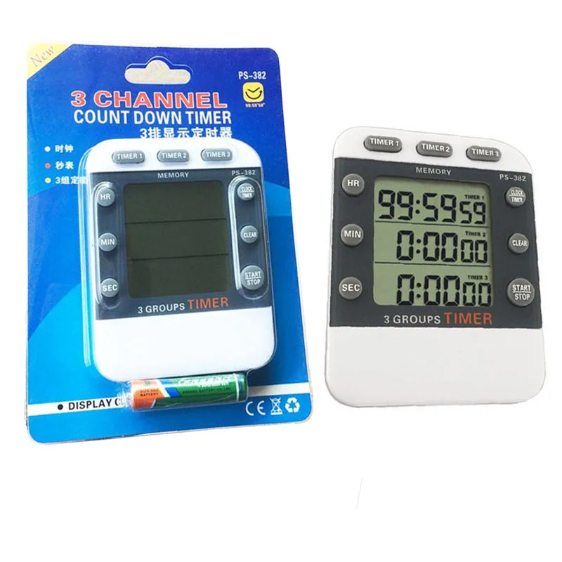 Kitchen Timer  Sports Timer 99 Hours Digital  Calculator 12/24 hour   Memory Reminder 3 Channel Count down Timer 3 Groups Timer