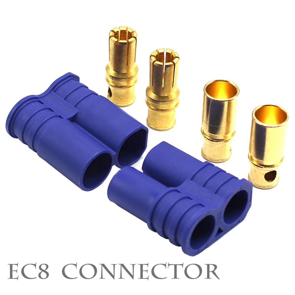 Adaptador de conector de enchufe tipo Banana de alta corriente EC8, conector macho/hembra chapado en oro de 8mm, para Motor RC ESC, batería Lipo,