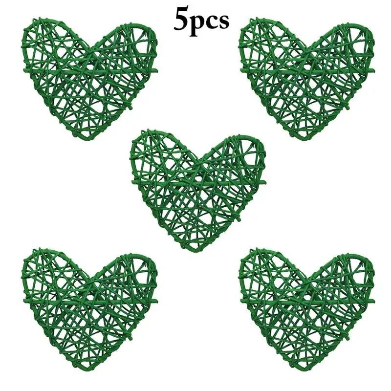 5Pcs/Set Creative Love Heart Shape Rattan Decor Sepak Takraw Rattan Decoration Photography Props DIY Party Decor Accessories