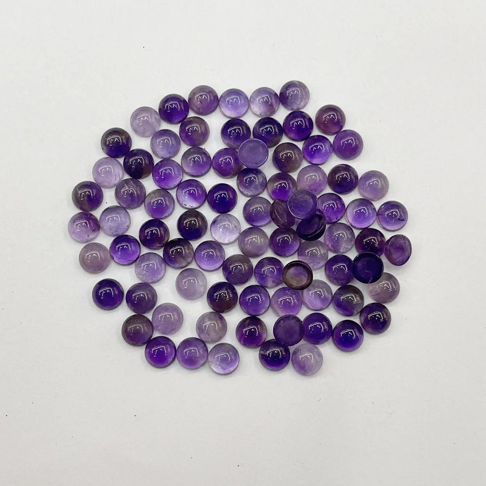 fashion amethysts natural stone 5mm Single arc round cabochon beads for jewelry making 50Pc/lot charm Ring accessories no hole